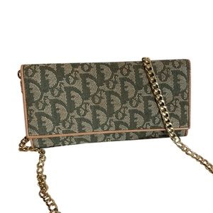 Vintage Dior Olive Green canvas trotter long wallet on chain
